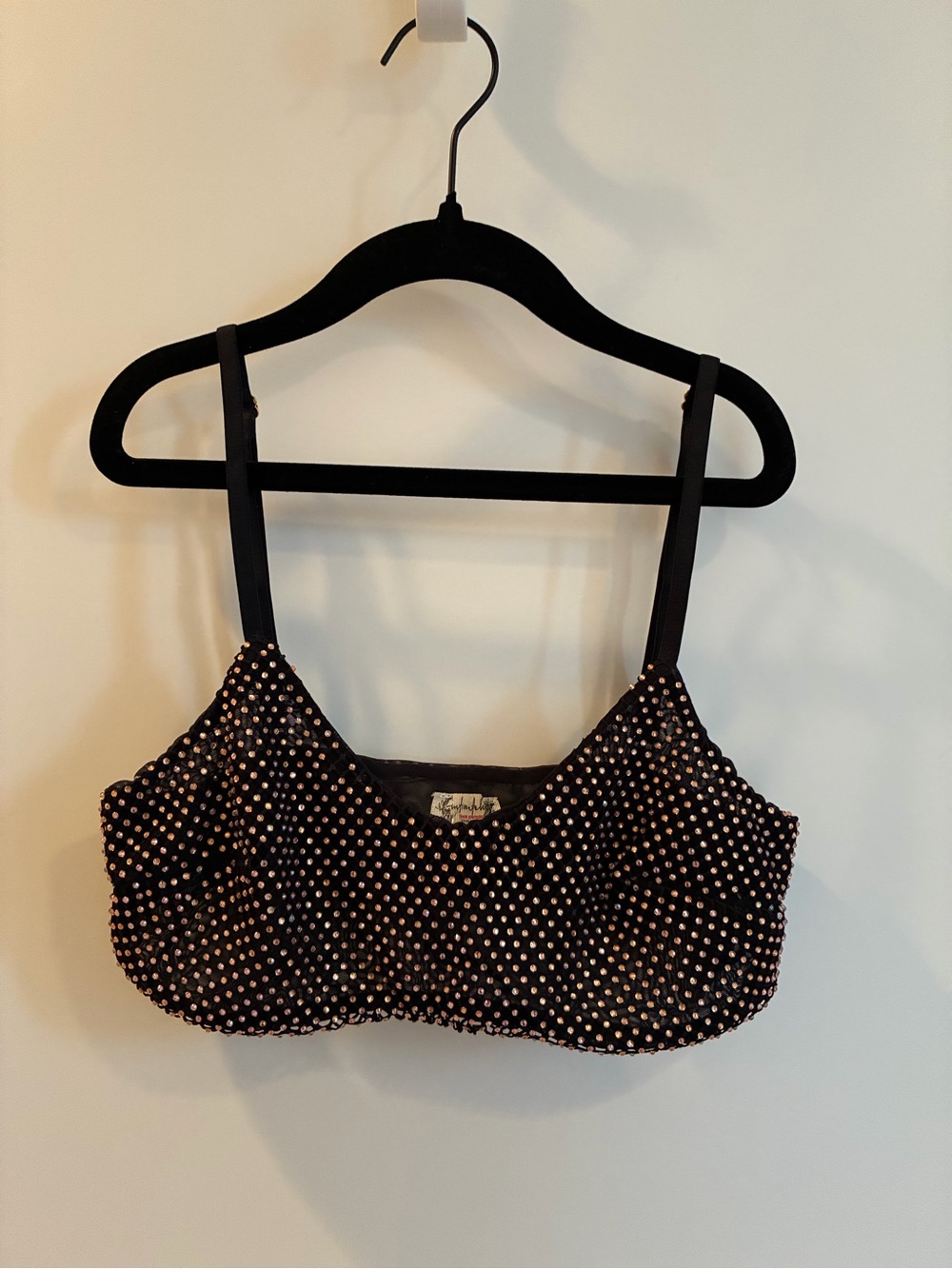 NWOT Free People Black Mesh and Sequin Bralette - Small